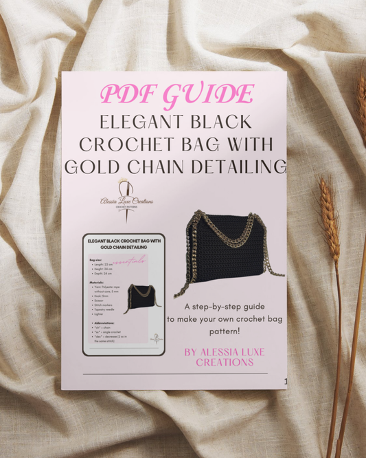 Elegant Black Crochet Bag Pattern with Gold Chain Detailing