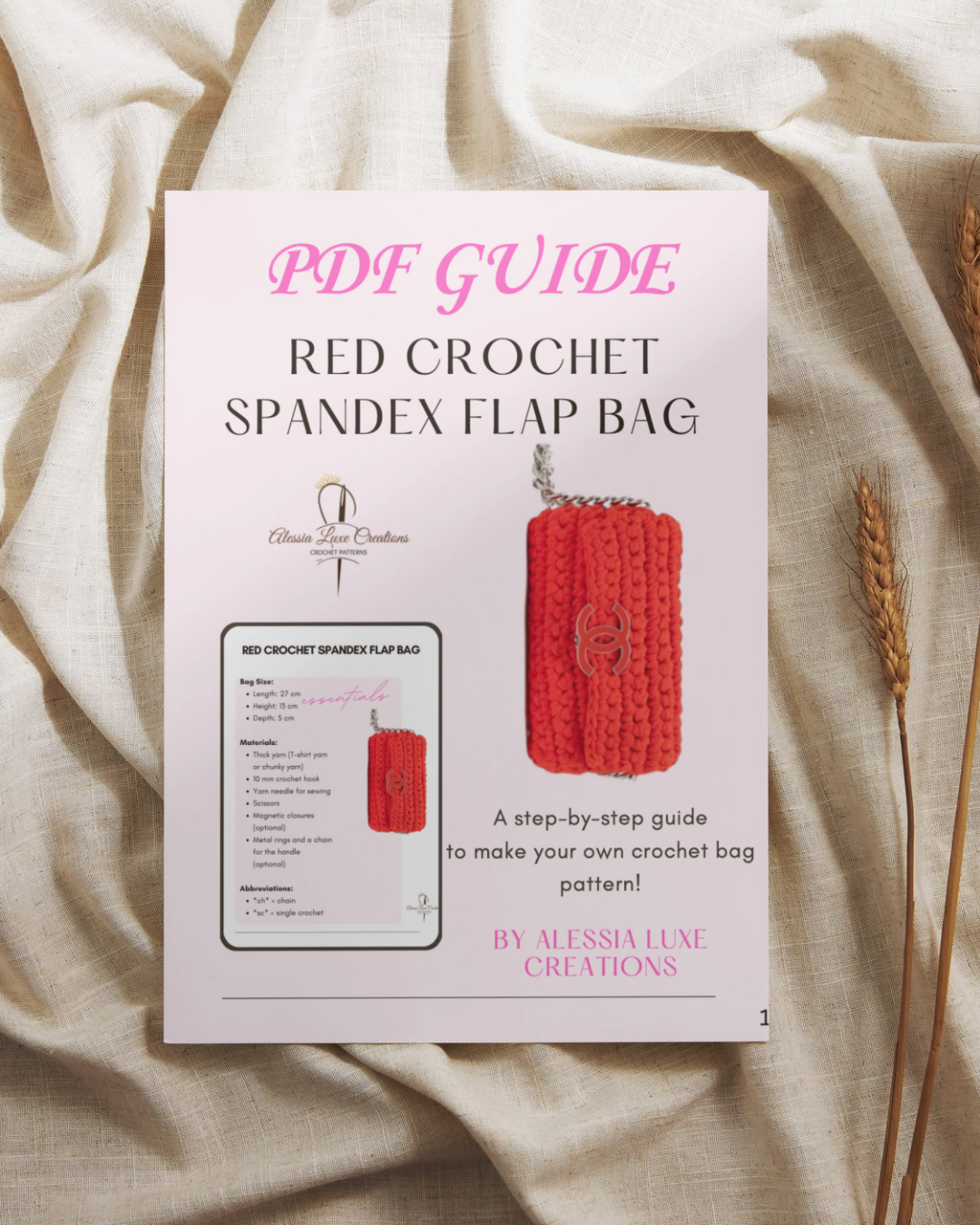 Red Crochet Spandex Flap Bag