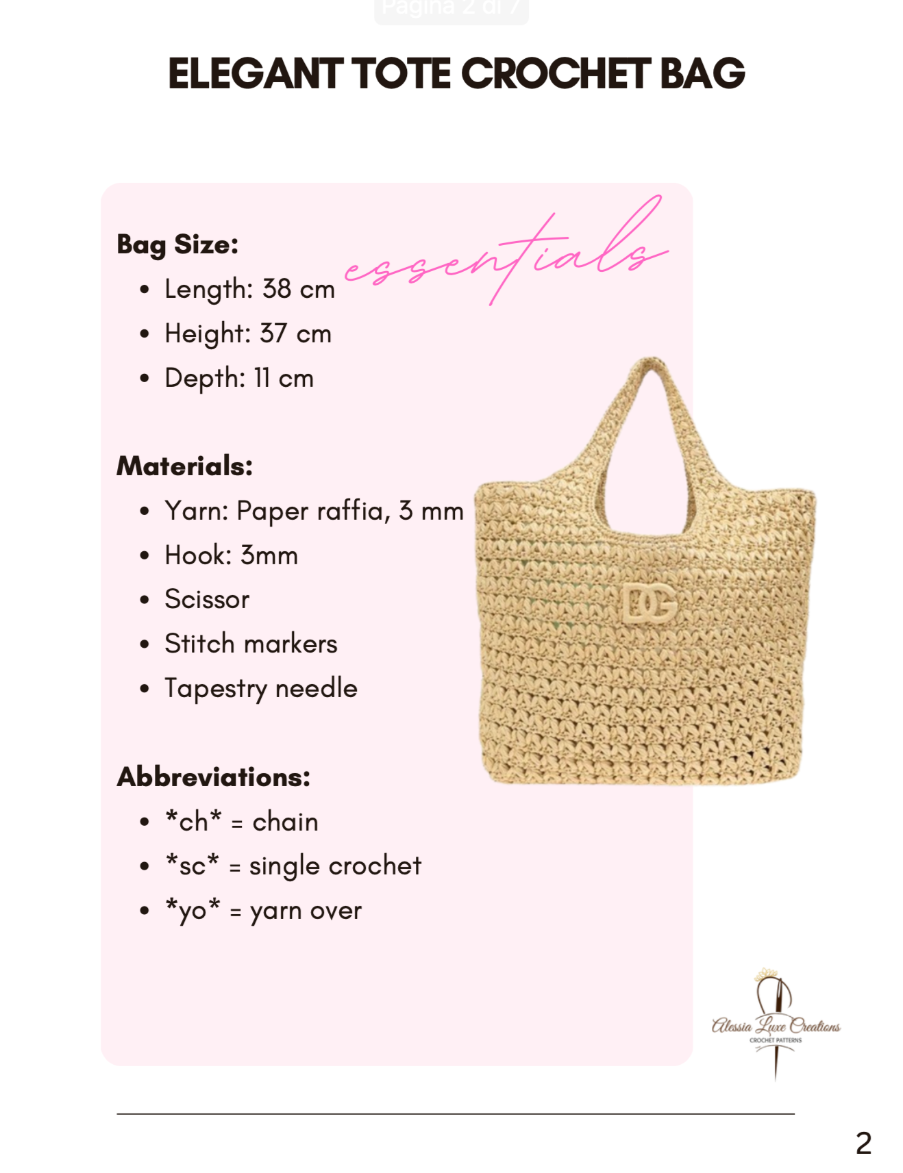 Elegant Tote Crochet Bag