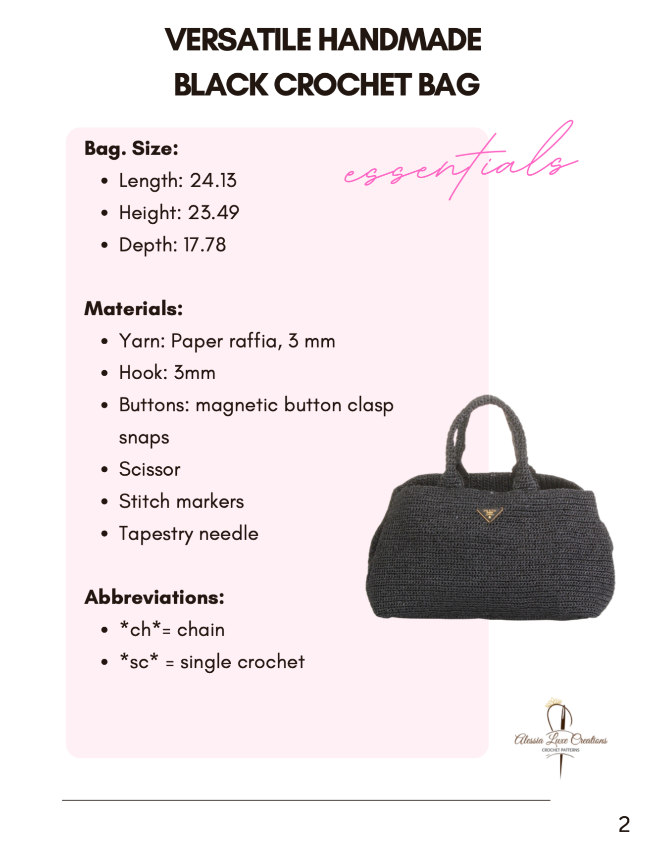 Versatile Handmade Black Crochet Bag