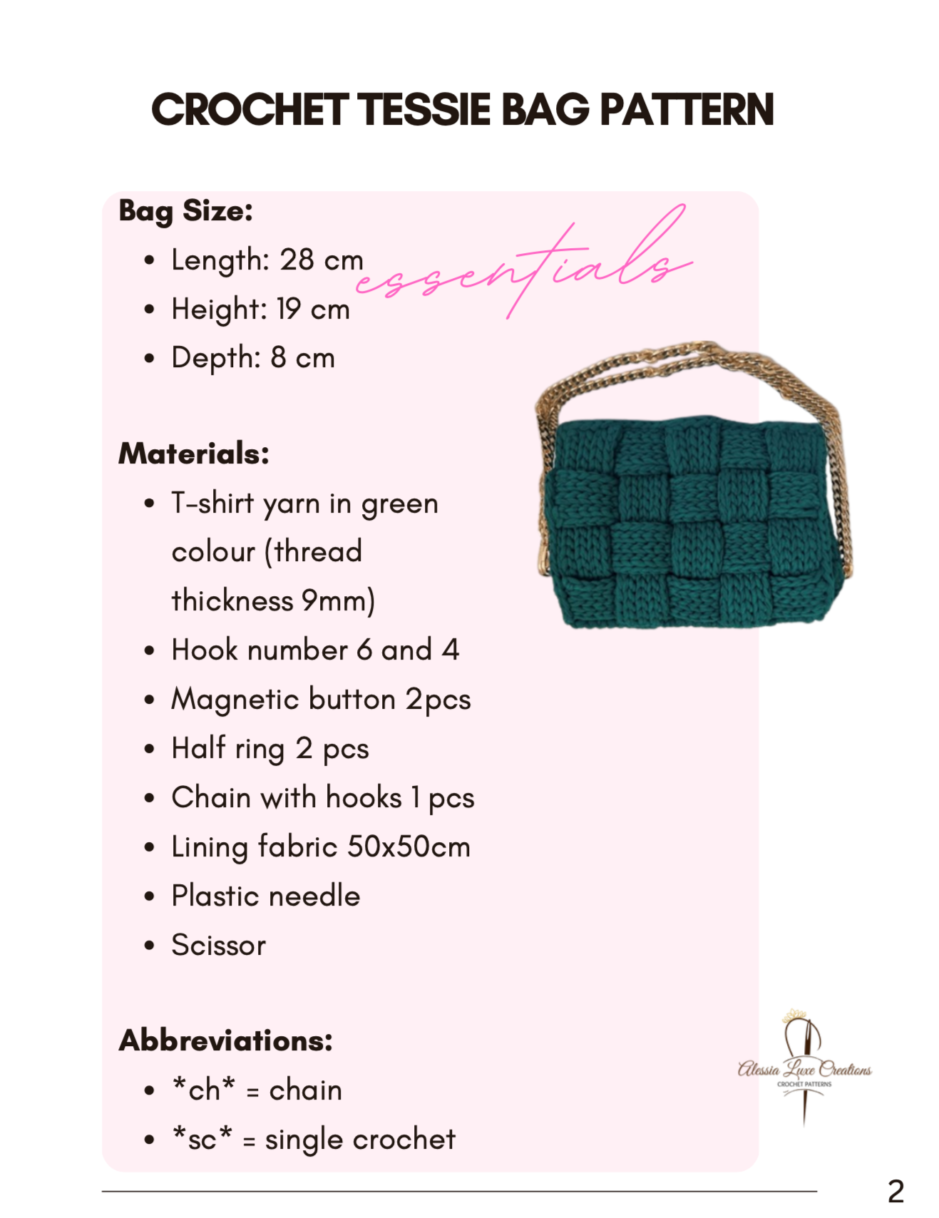 Crochet Tessie Bag Pattern