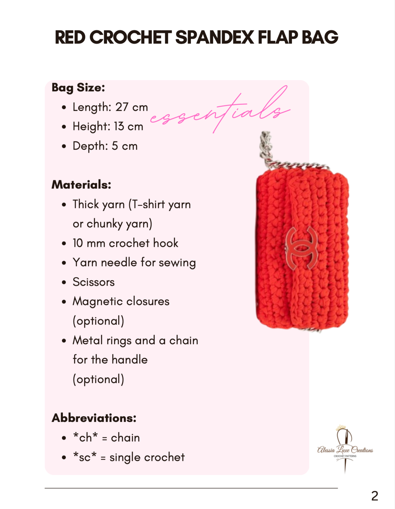 Red Crochet Spandex Flap Bag