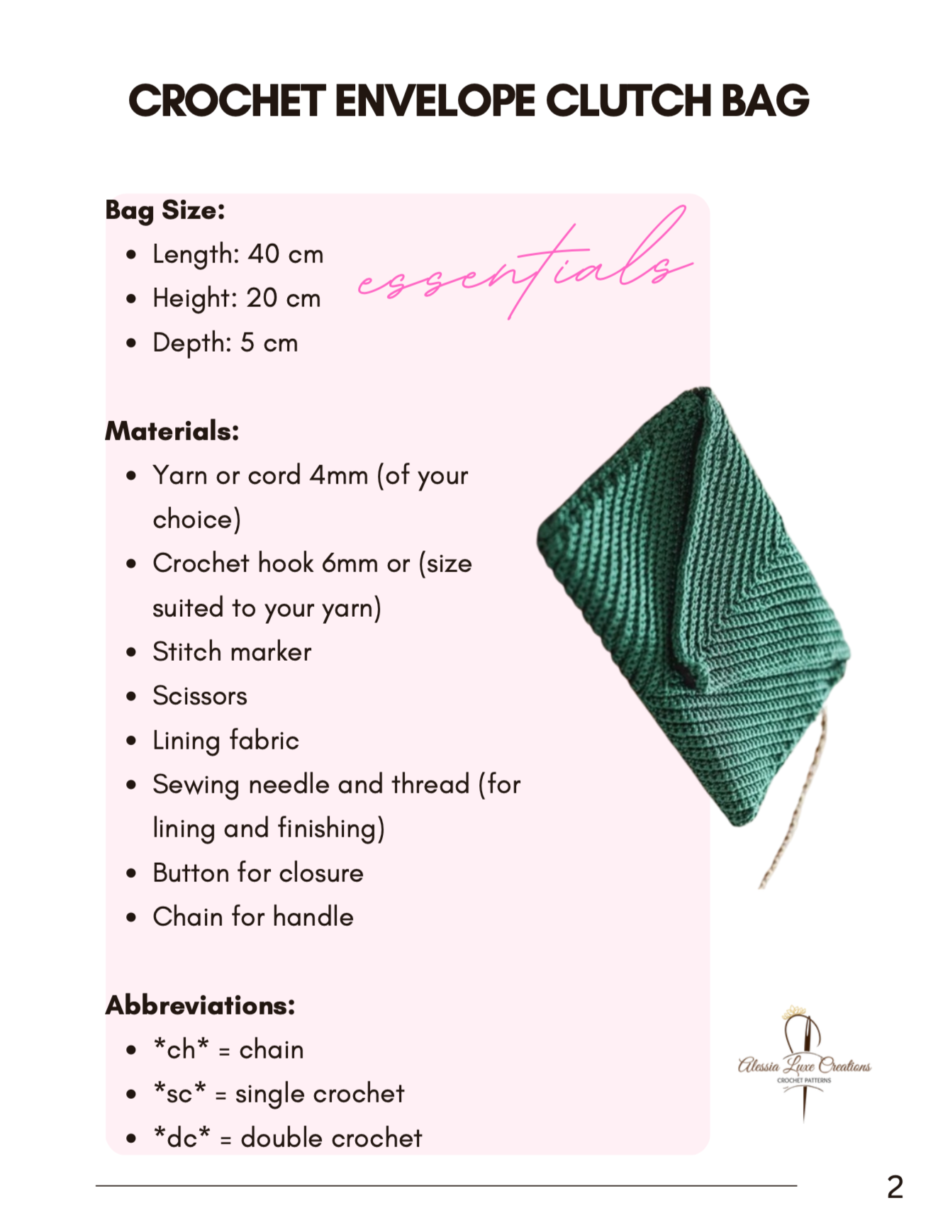 Crochet Envelope Clutch Bag