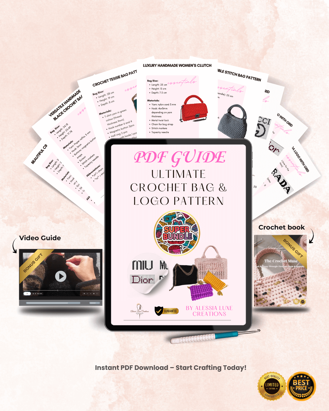 Patrón de bolso de crochet y logotipo (PDF)