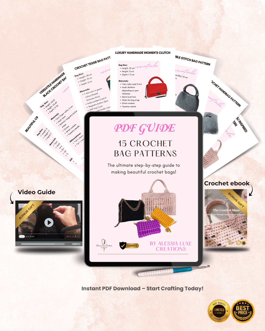 15 Crochet Bag Patterns Bundle