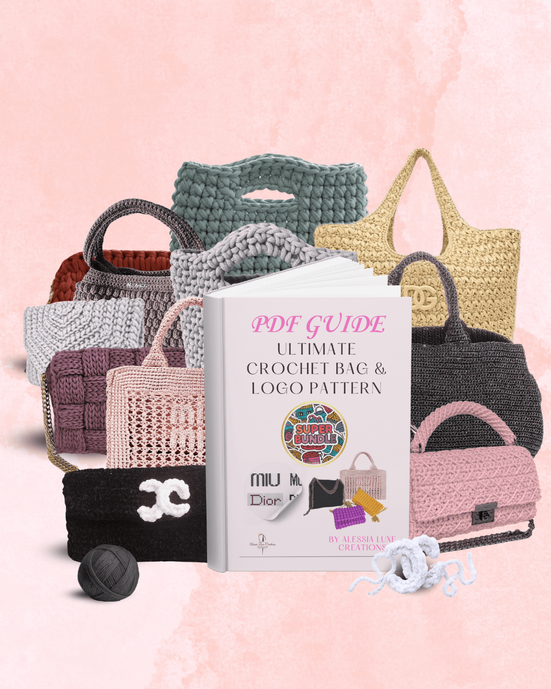 Ultimate Crochet Bag & Logo Pattern All in One- BUNDLE Alessia Luxe Creations
