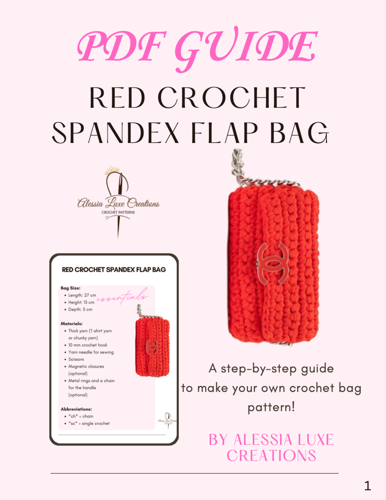 Red Crochet Spandex Flap Bag