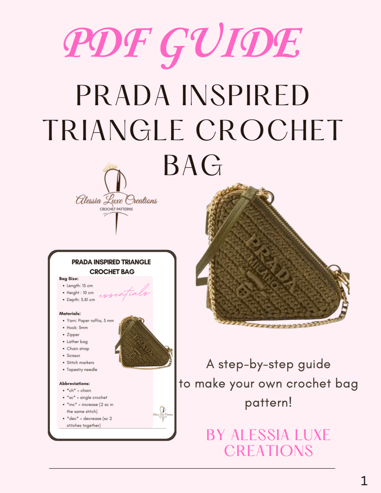 Prada Inspired Triangle Crochet Bag