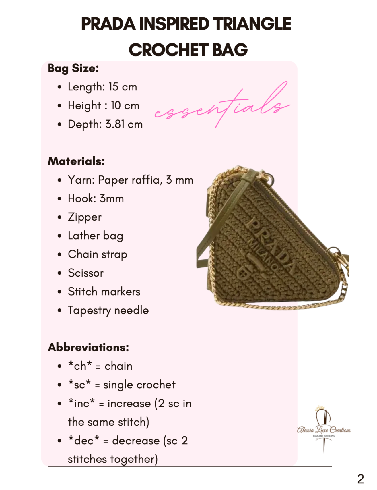 Prada Inspired Triangle Crochet Bag