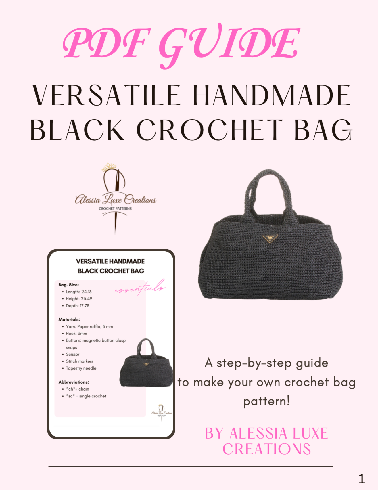 Versatile Handmade Black Crochet Bag