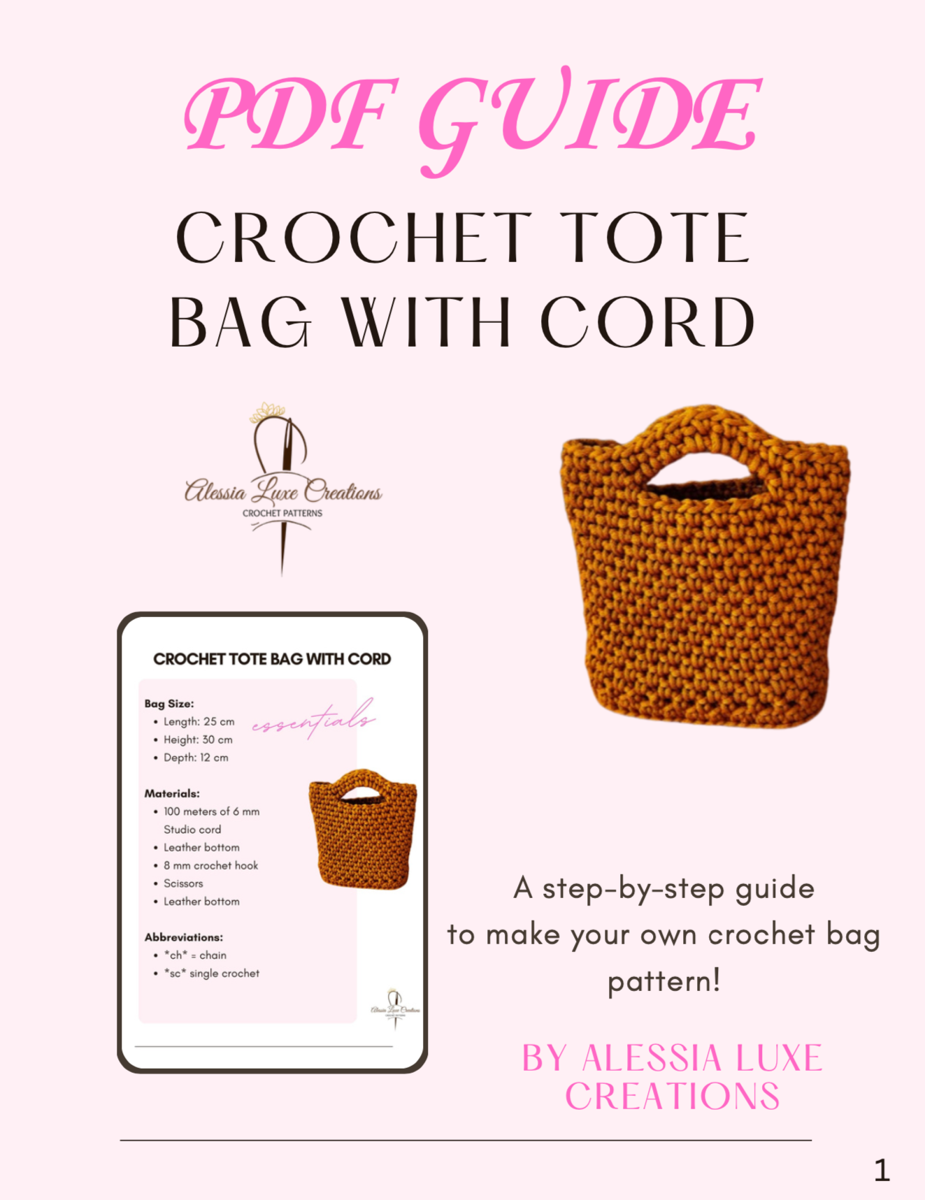 Crochet Tote Bag with Cord