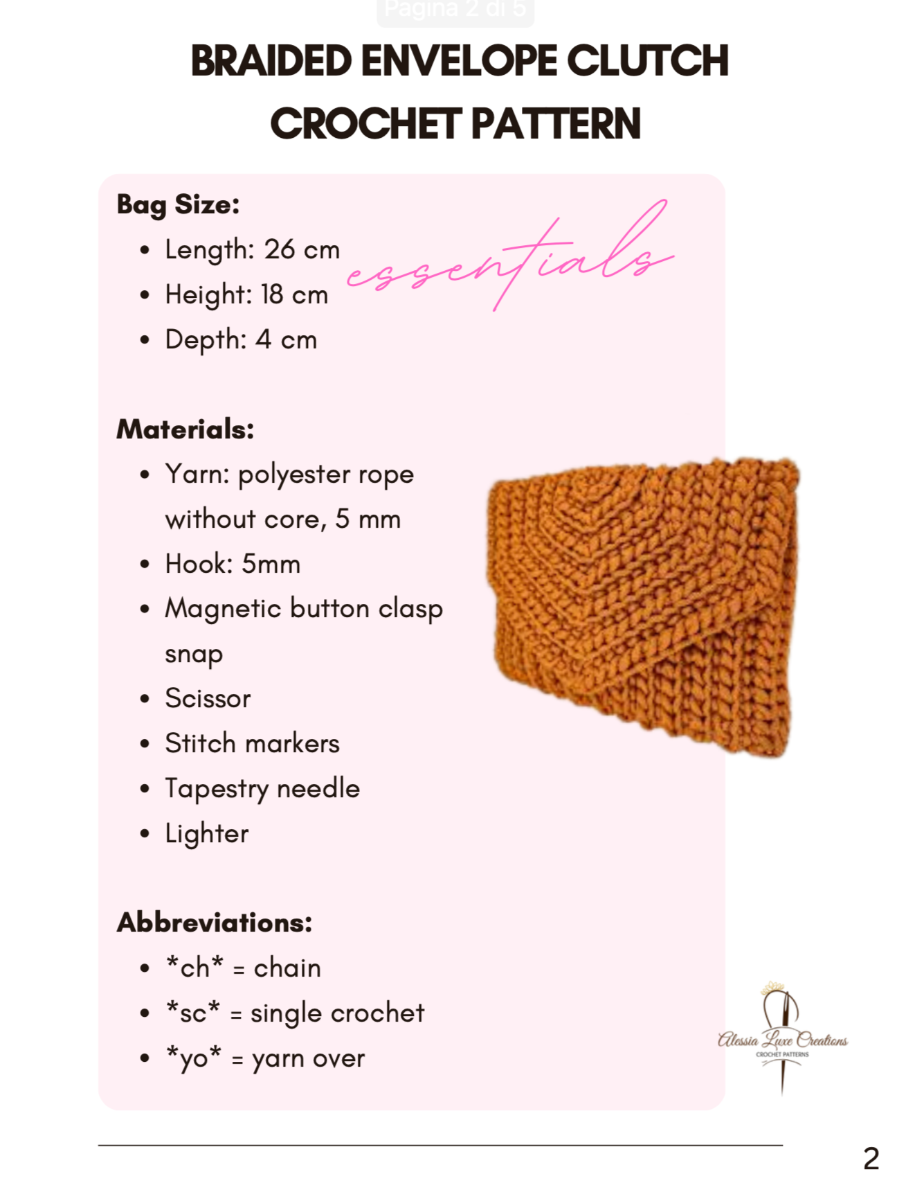 Braided Envelope Clutch Crochet Pattern