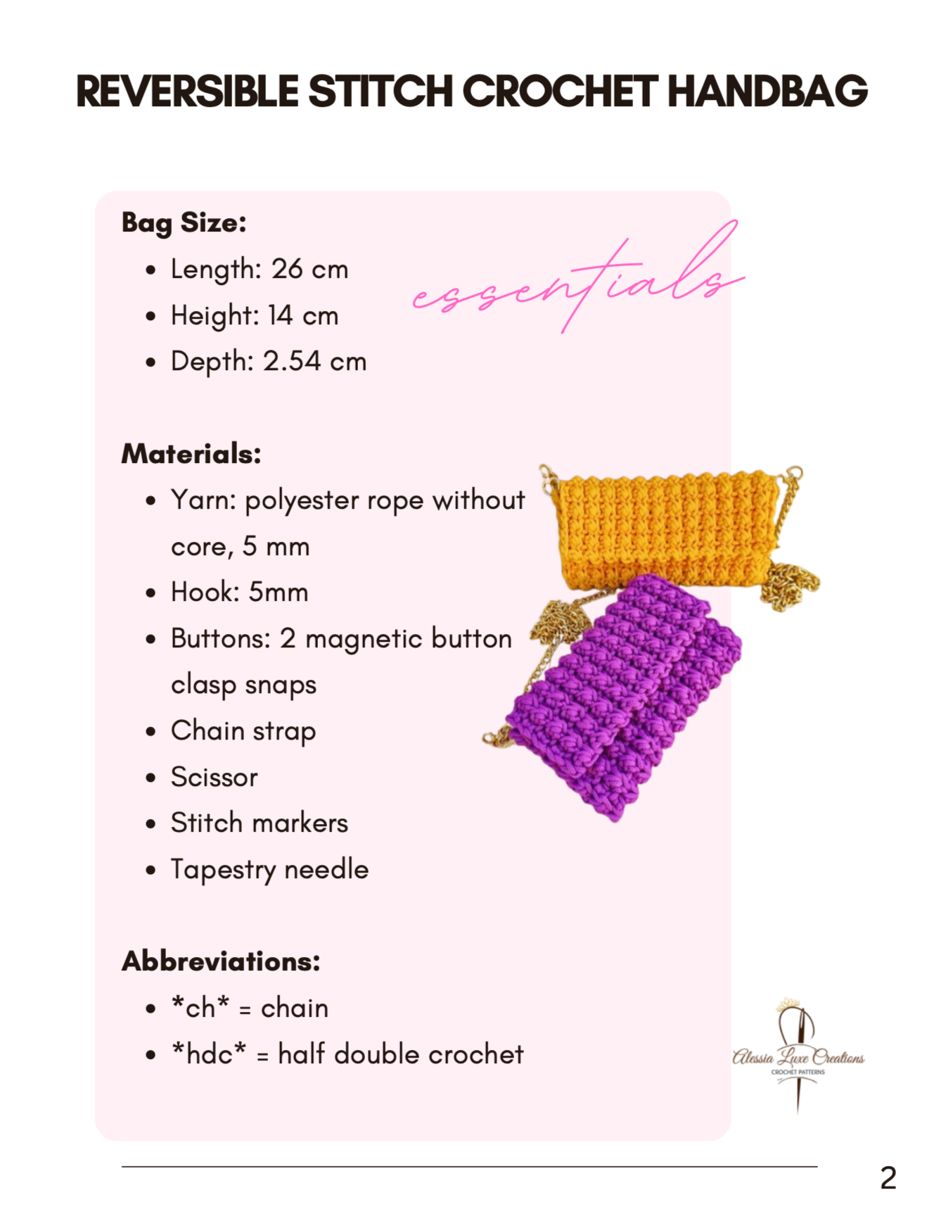 Reversible Stitch Crochet Handbag